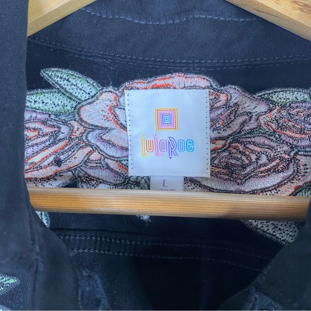 LuLaRoe Black Rose Floral Embroidered Jaxson Jacket